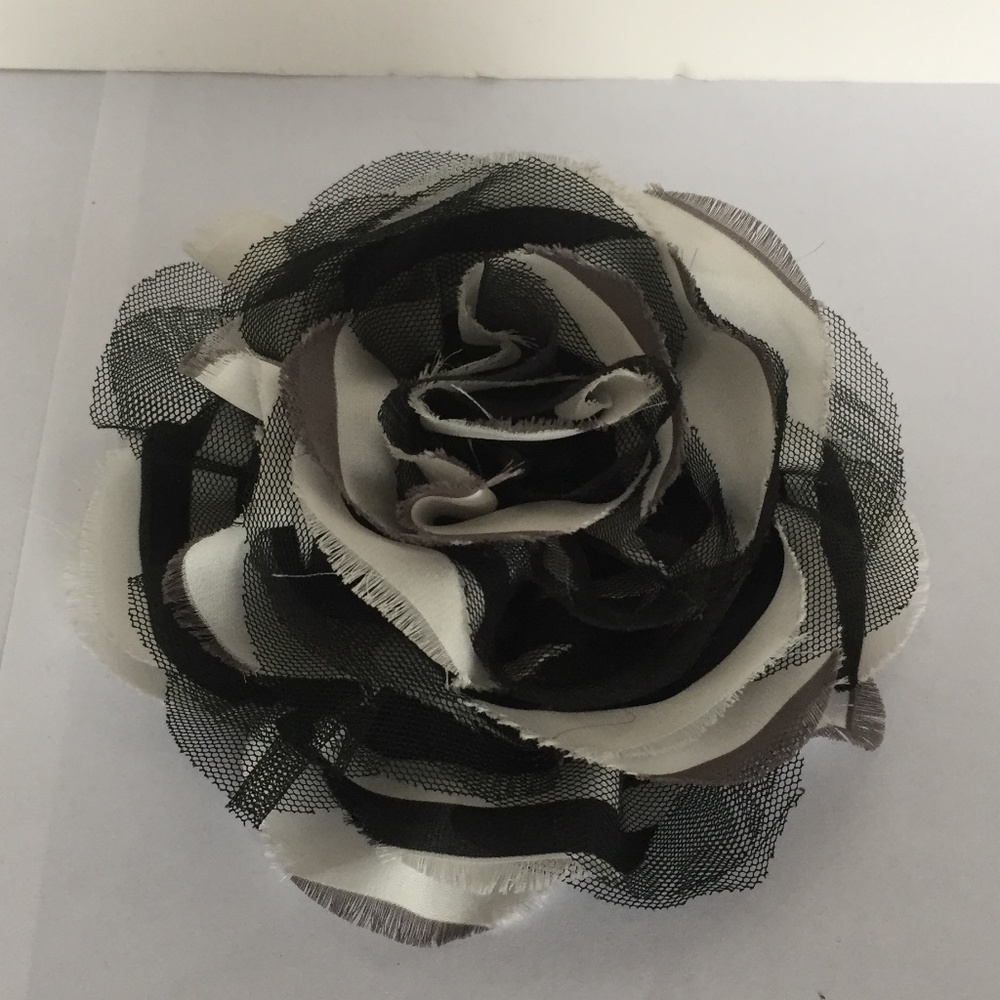 Black and white pin. 5" in diameter.